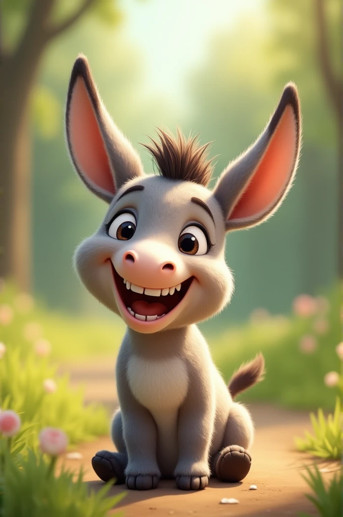 draw a baby donkey laughing