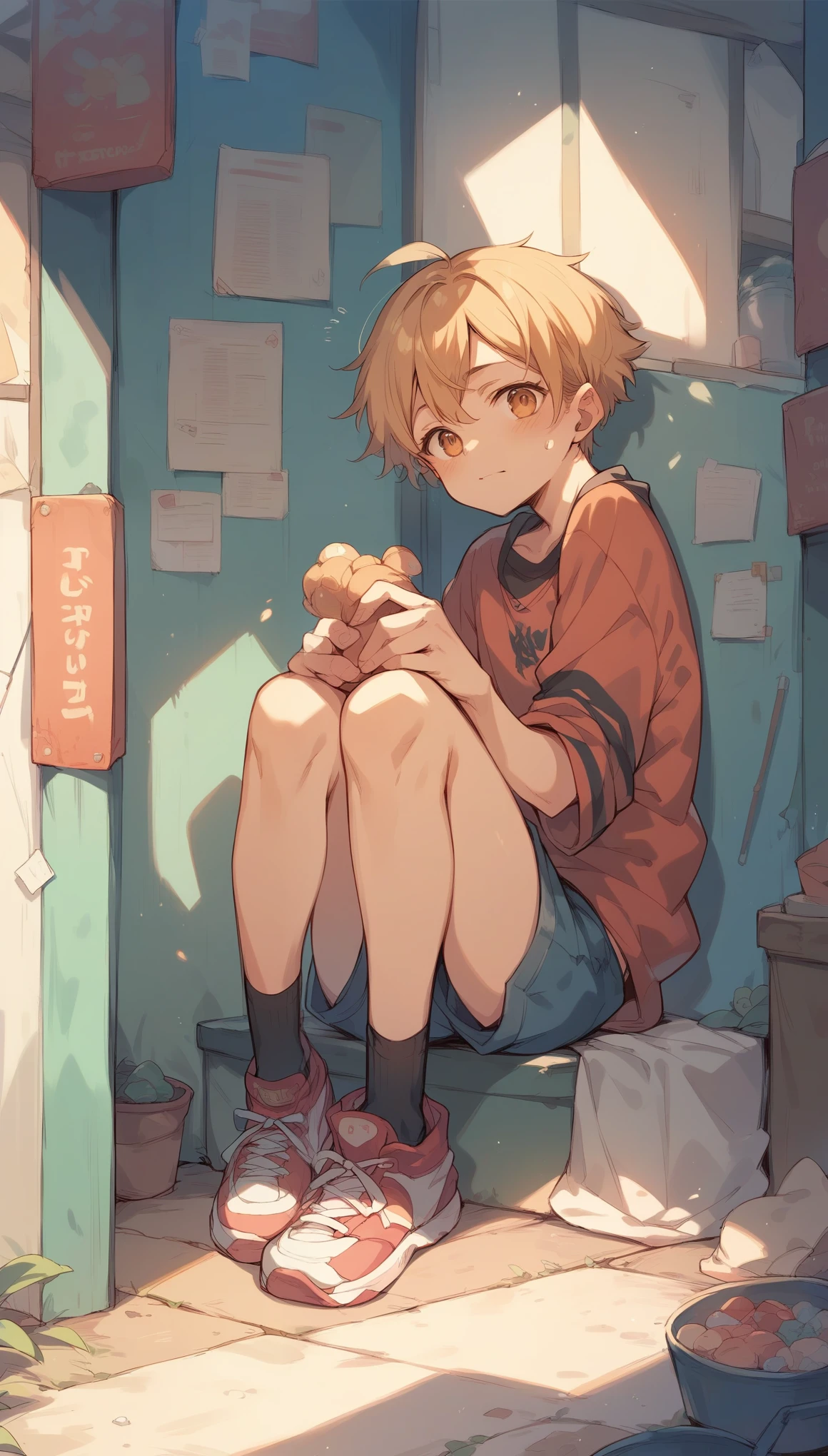 Browsing Caution,(Petite),(A cute boy's daughter),((Penis in the crotch)),On your knees,Blonde woman with low pigtails,lips,Sweat,White Breath,Basketball uniform,The gaze of the viewer