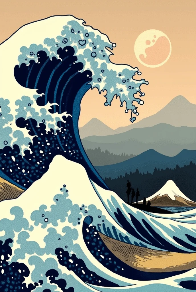 Old Ceramics, Hokusai paintings, Ukiyo-e of large waves,