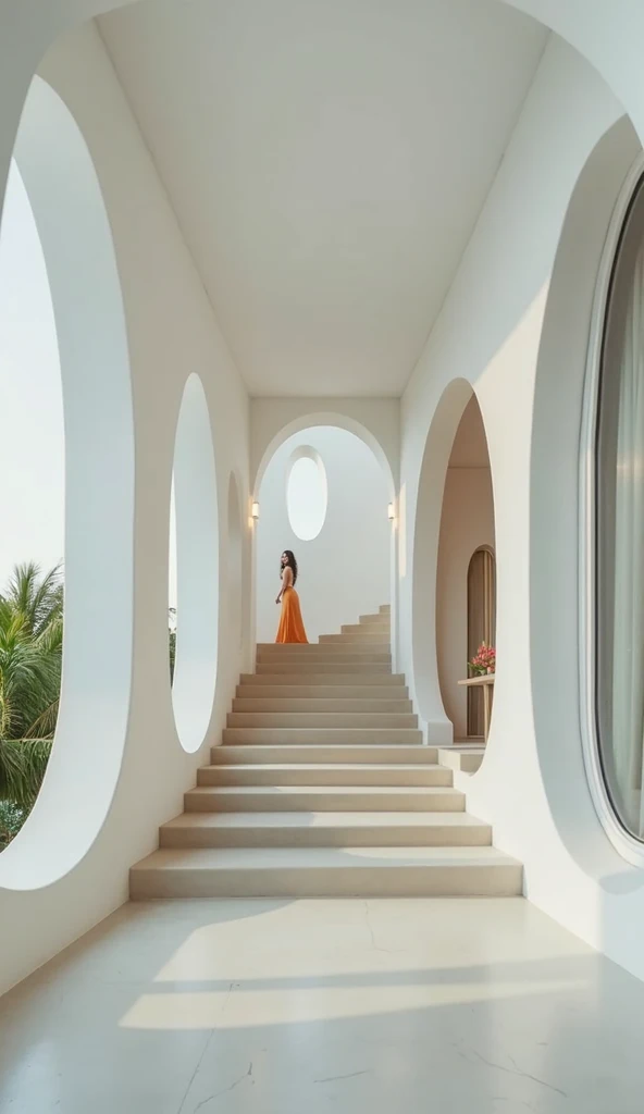 professional photograph of a ball villa,__perspective__, bold lines, hyper detailed, warm natural lighting, cinematic, film grain, laying , bali villa with tropical plants and palm trees in the background, cream stone stairs and cut out archs, (intricate details, masterpiece, best quality:1.4),hyper detailed, bright extensive palette, warm natural lighting, cinematic, film grain, depth of field, (intricate details, masterpiece, best quality:1.4), mesmerizing, dynamic, dramatic, sensual, dynamic pose, highly detailed, bestRay tracing, light