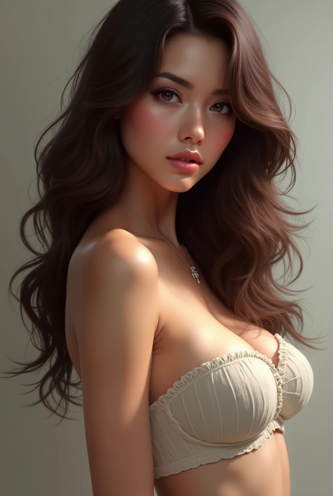 (best quality,4k,8k,highres,masterpiece:1.2),ultra-detailed,(realistic,photorealistic,photo-realistic:1.37),Indigenous Latin American girl,intimate portrait,sensual beauty,luscious lips,expressive eyes,bronze skin,tangled flowing hair,exquisite facial features,curved body,sun-kissed complexion,youthful elegance,proud heritage,feminine allure,traditional ornamentation,natural charm,nude,subtle body language,alluring pose,mesmerizing gaze,delicate expressions,intense emotions,soft and warm lighting,close-up shot,artistic nude photography,vivid colors,subtle contrasts,rich textures,transcendent atmosphere,emotional connection,raw and authentic,striking composition,dreamy and ethereal vibe,masterful use of shadows and highlights,diverse cultural representation,celebrating beauty and identity,traditional motifs blended with contemporary aesthetics