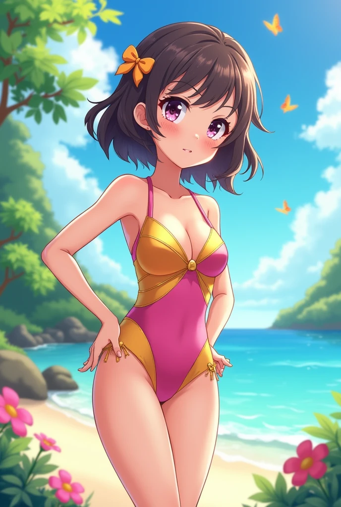 A girl in swimming costume anime