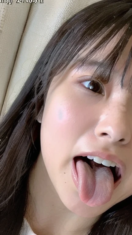 Japanese women, beautiful girl, Baby Face, Realistic skin of the highest quality, Focused eyes, 20-year-old, Sticking out tongue, Focus on the mouth, Open your mouth, Long Tongue, saliva, Open your mouth wide, You can see inside the mouth, Open your mouth and Sticking out tongue, Realistic tongue