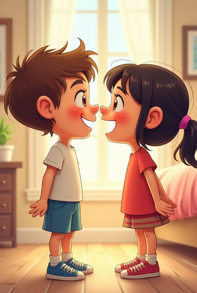 Children farts each other on face