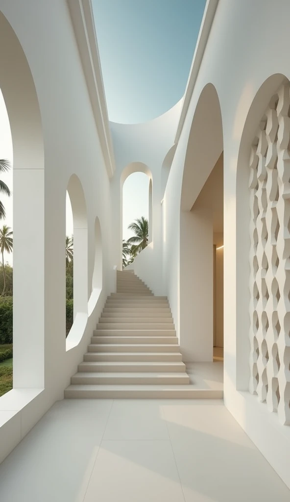 professional photograph of a ball villa,__perspective__, bold lines, hyper detailed, warm natural lighting, cinematic, film grain, laying , bali villa with tropical plants and palm trees in the background, cream stone stairs and cut out archs, (intricate details, masterpiece, best quality:1.4),hyper detailed, bright extensive palette, warm natural lighting, cinematic, film grain, depth of field, (intricate details, masterpiece, best quality:1.4), mesmerizing, dynamic, dramatic, sensual, dynamic pose, highly detailed, bestRay tracing, light and shadow play, highly detailed,24mm photograph, film, bokeh, professional, 4k