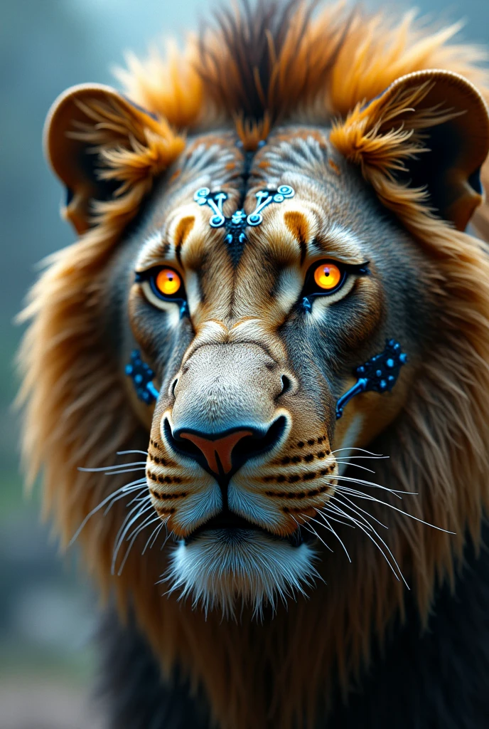 Face of a technological lion