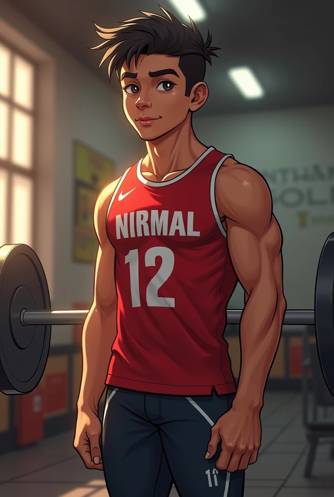 A bodybuilder  Nirmal name written on it 