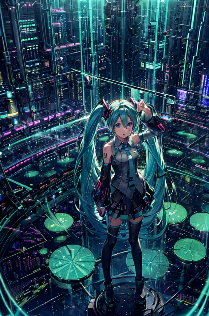 (((Hatsune Miku))、Green Tweetail、The Diva of the Cyber World、(Background Live at Budokan))