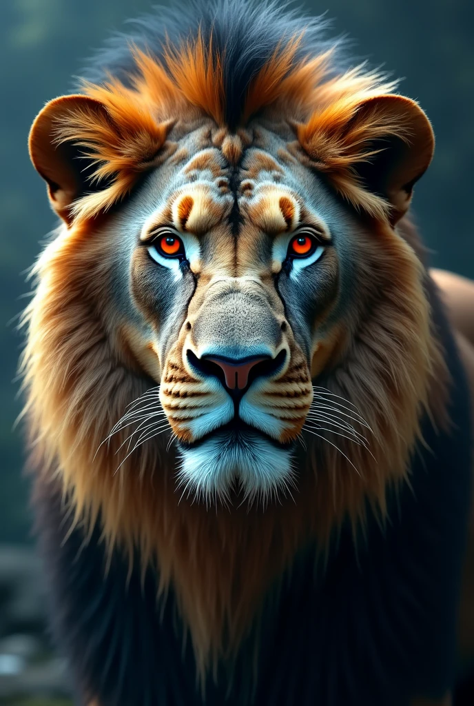 Face of a lion with technology