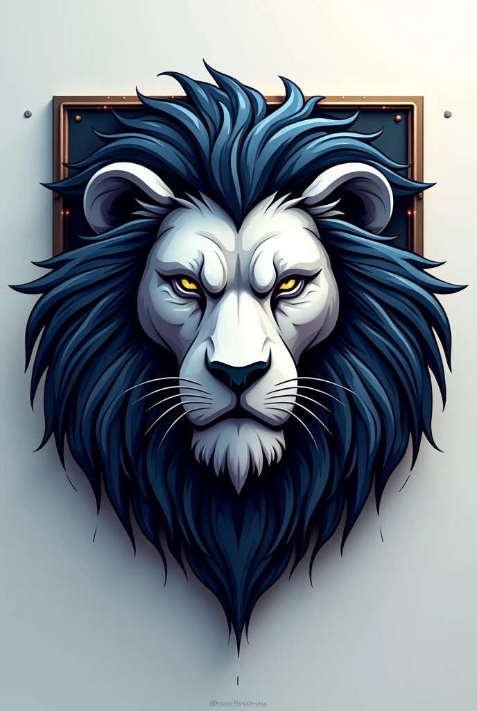 Lion face logo with technology 