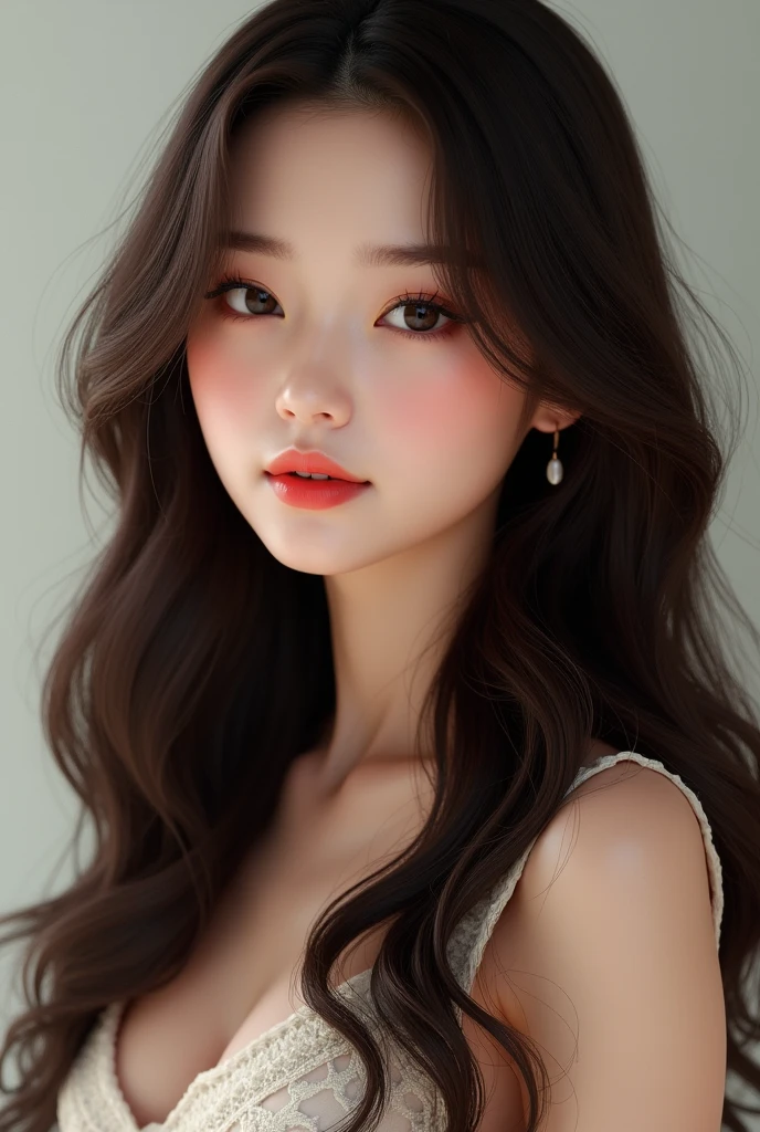 a 4 brunette woman of medium build, long black hair, realistic anatomy, high resolution, masterpiece,award-winning,best quality,4k,8k,highres,ultra-detailed,physically-based rendering,vivid colors