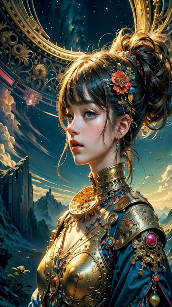 (masterpiece, Highest quality, Highest quality, Official Art, beautifully、aesthetic:1.2), (One girl), Very detailed,(Fractal Art:1.3),colorful,Most detailed、Facing forward、Front of face