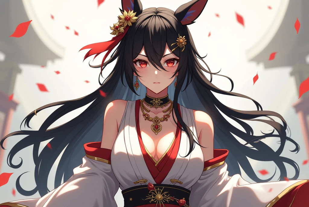 Highest quality, masterpiece, Ultra-high resolution, (Realistic:1.2), One girl, (Detailed face:1.2), (Detailed eyes:1.2), (Detailed Hair:1.2), (Detailed clothing:1.2), 4K, Fox ears,Miko costume