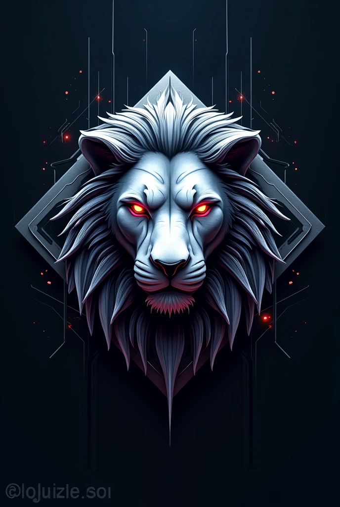 Cyber lion face logo