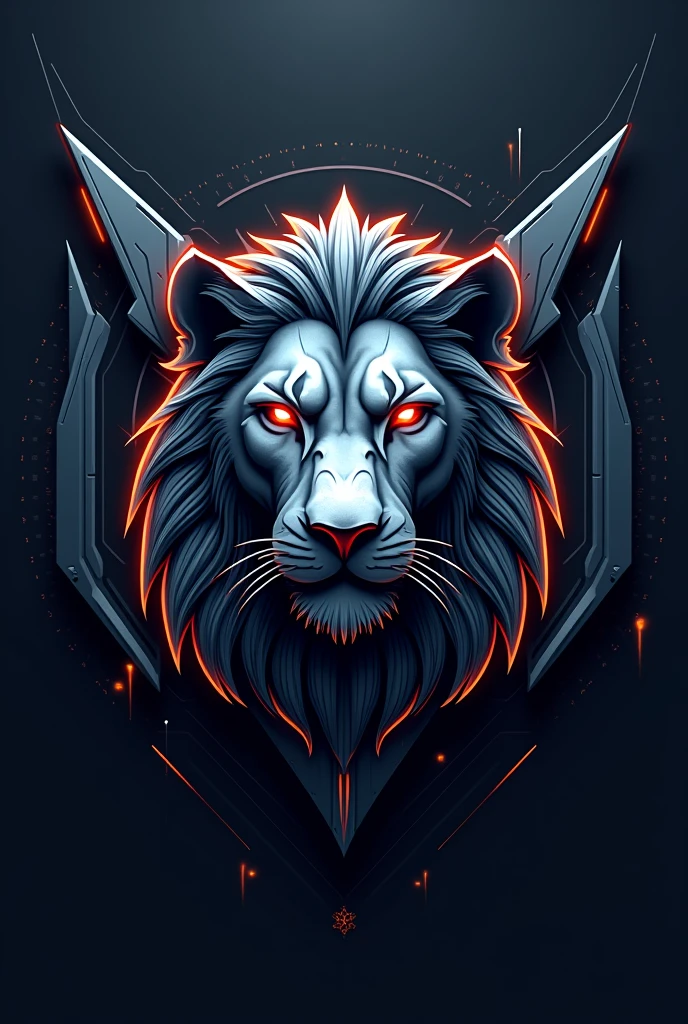 Cyber lion face logo  