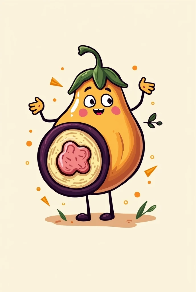 its a logo that is eggplantroll with cheese and ham. the name is Eggplant Roll-a-licious.
