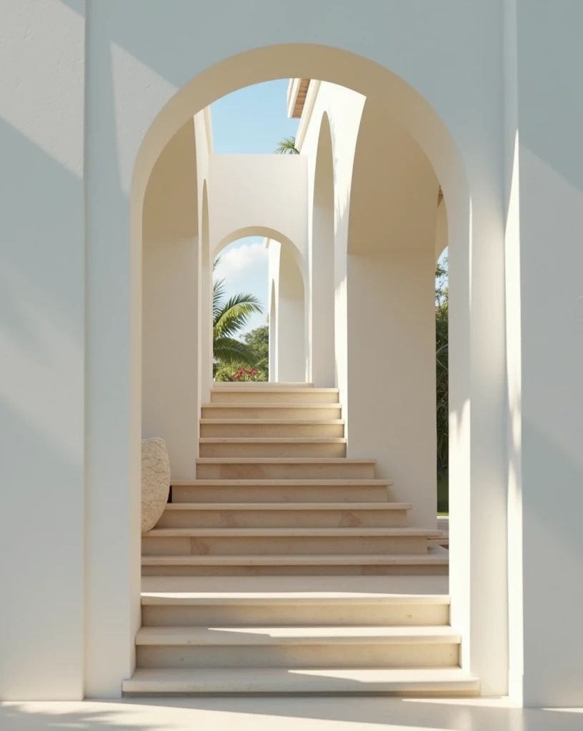 professional photograph of a ball villa,__perspective__, bold lines, hyper detailed, warm natural lighting, cinematic, film grain, laying , bali villa with tropical plants and palm trees in the background, cream stone stairs and cut out archs, (intricate details, masterpiece, best quality:1.4),hyper detailed, bright extensive palette, warm natural lighting, cinematic, film grain, depth of field, (intricate details, masterpiece, best quality:1.4), mesmerizing, dynamic, dramatic, sensual, dynamic pose, highly detailed, bestRay tracing, light