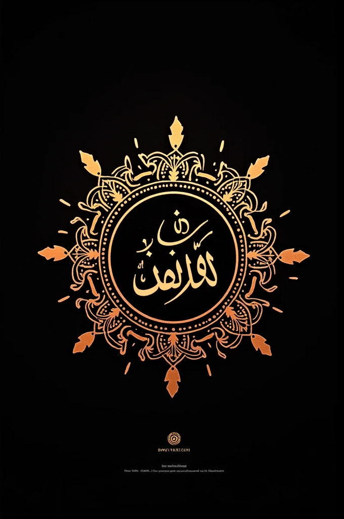 Full black background and center a Mehandi colour circle صائم write in urdu and The symbol is also written inside the circle and it is not extending beyond the sides and what is below the circle is the symbol written in large letters
