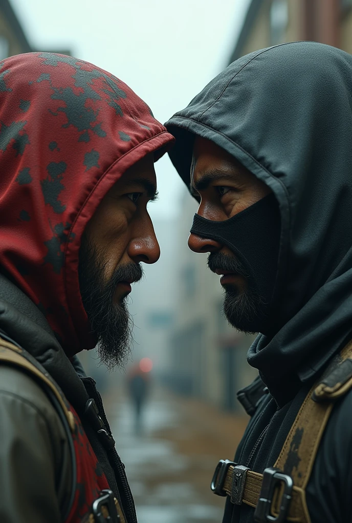Free Fire vs PUBG
Both are half-faced looking at each other.