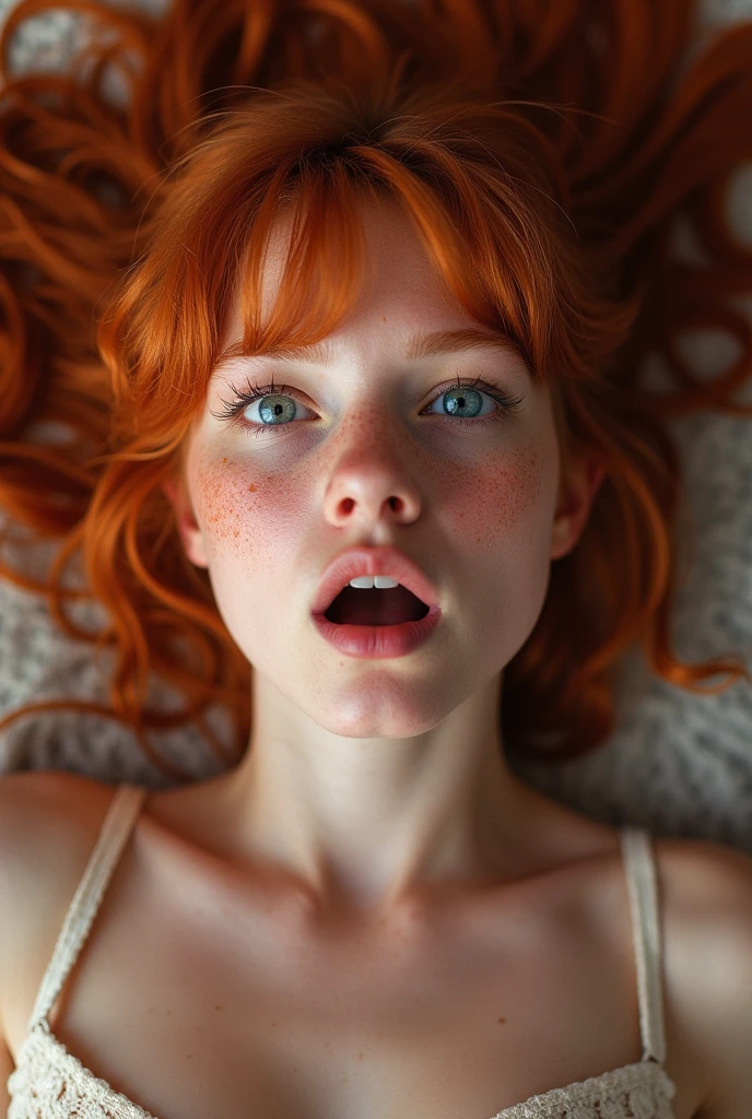 (cute 18yo Welsh girl's face and body by J. Scott Campbell and Chris Leib and Brad Kunkle:1.45), (redhead:1.15), ( horny face e:1.05), (big bright eyes:1.05),top down POV on the sitting on the floor with her mouth open, tits Out, topless, (((nice tits hanging Out))) spit in her face , ahegao, drooling, Fake lips, thick lips, bimbo lips, sloppy wet face, spit all over her face,( freckless)