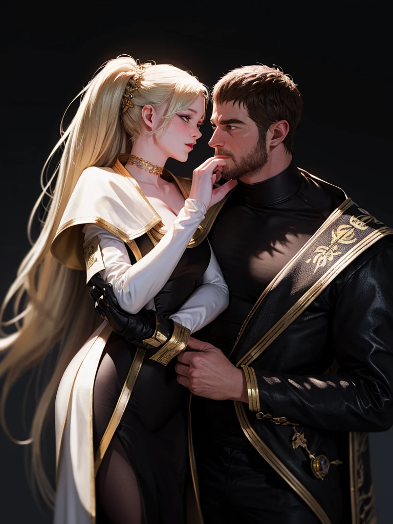 1boy, 1B girl,nakeness, Soft light, Best Qualit,, in a panoramic view, masutepiece,concept art by Eugeniusz Zak, cg society contest winner, Fantasy Art, Romance Novel Cover ,black background, simple background