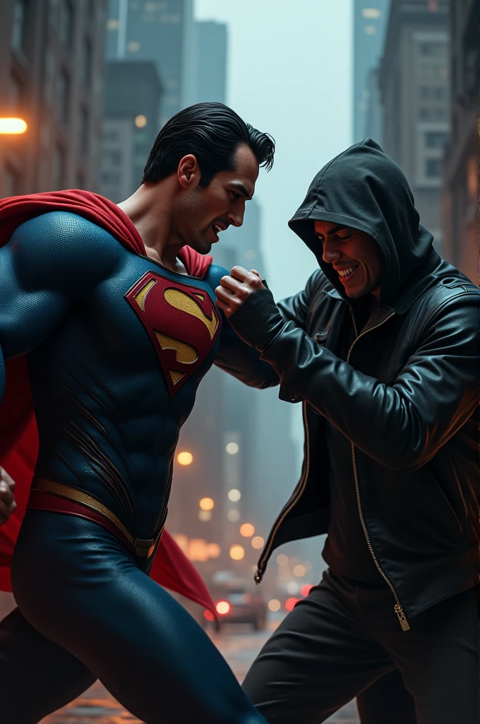 Superman punched by a thief