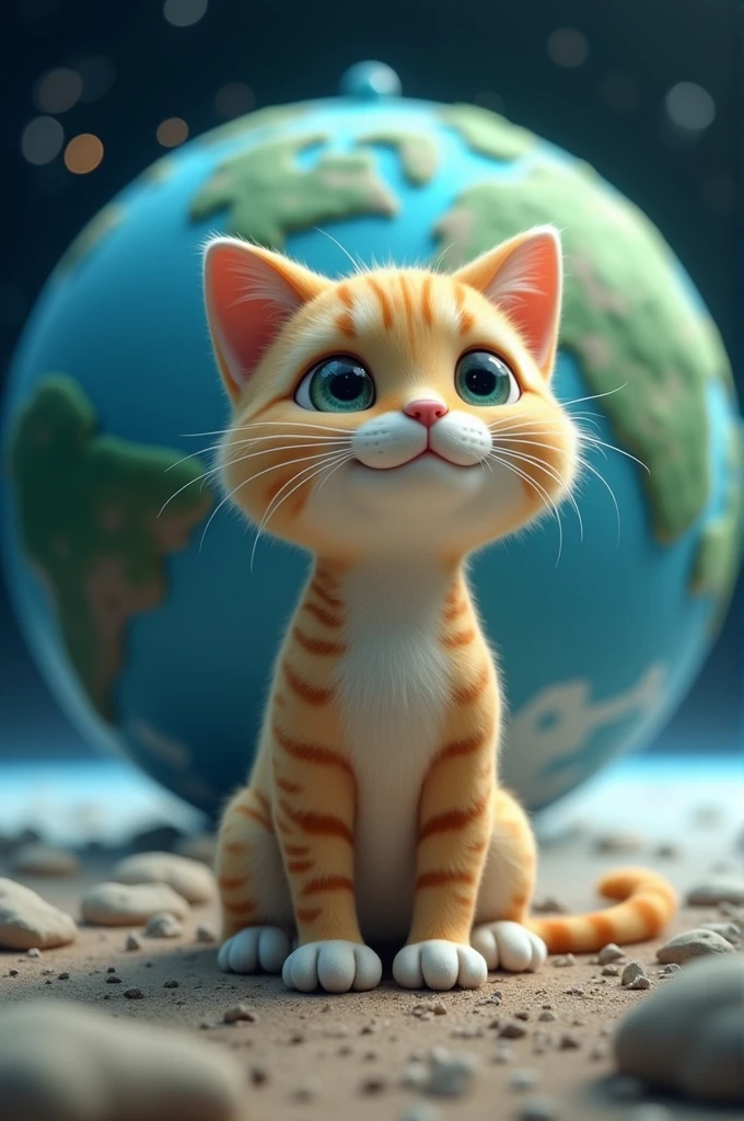 The titanic cute cat that stand with legs in the earth(view from space)