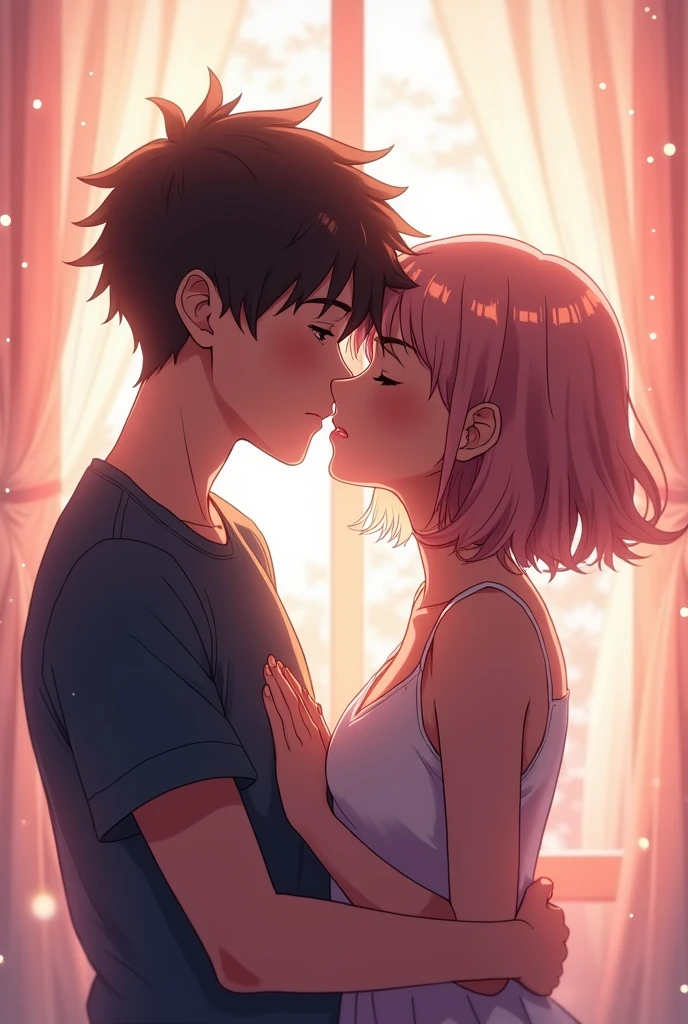 Hot kissing boy girl anime