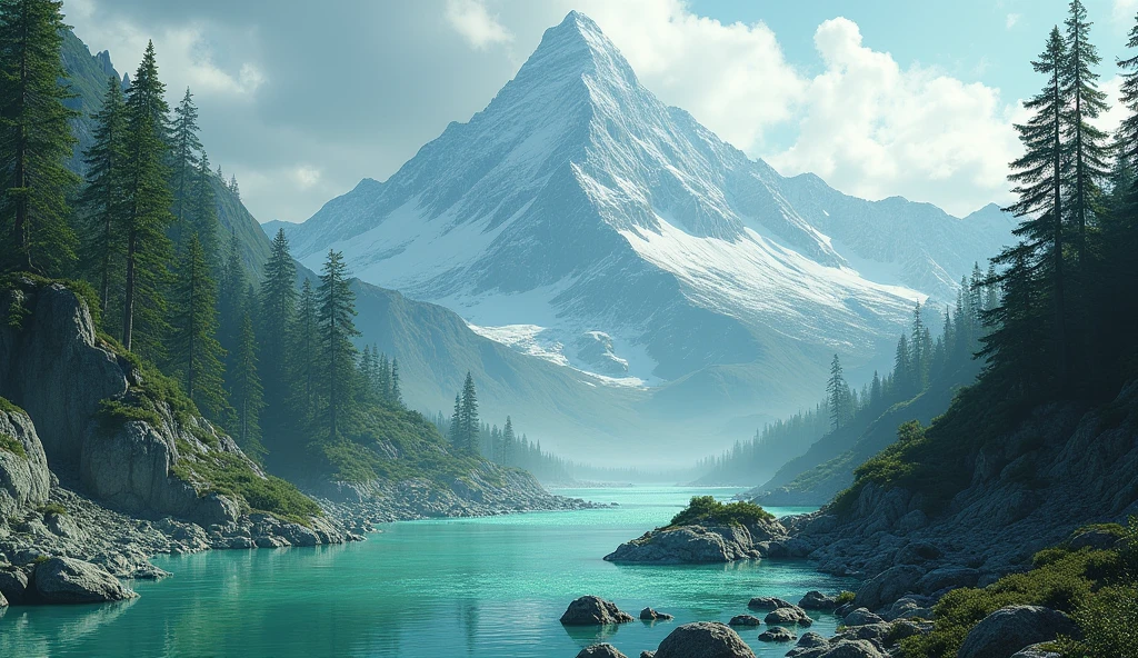 There is a high mountain,One side is rich in jade,There are many strange trees on one side(best quality,4K,8k,High level,masterpiece:1.2),Ultra Detailed,(lifelike,Photo real,Photo real:1.37)