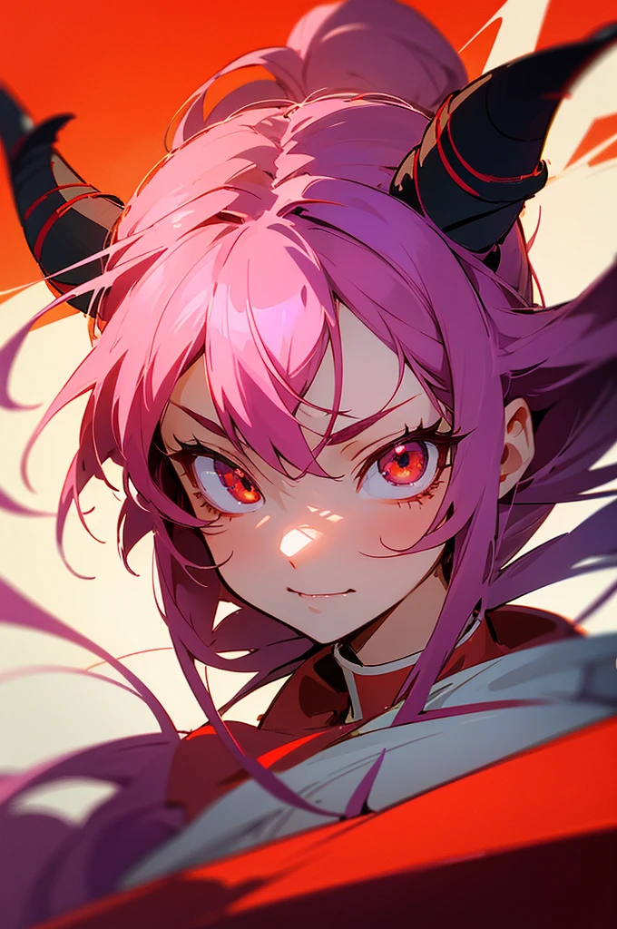 drawing of a girl Including horns and a red nose, Anime illustration inspired by Madoka Kaname, pixiv, mingei, Devil Girl, Including horns, in animation style, demon anime girl, drawn in Microsoft Paint, Mika Kurai Demon, Castlevania, portrait of Devil Girl, Evil Evil Expressions, in animation style, devil's face