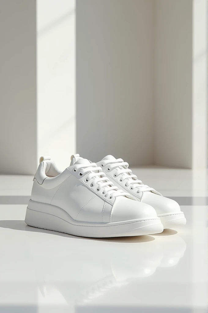 Make a beautiful white sneakers in the showroom