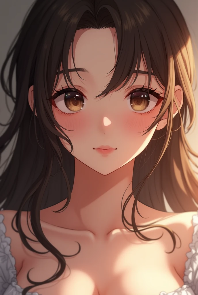 8K.Highest quality), (beautiful)、Very delicate eyes、Brown eyes、Japanesld female、Brown Hair、,long hair,Gal、Soft 、nude、d,Natlips、,,photo realistic,,look at view,girl, sex, woman on , best quality, very aesthetic, ultra-detailed, best illustration nsfw, sweat, steam, female ejaculation,penis