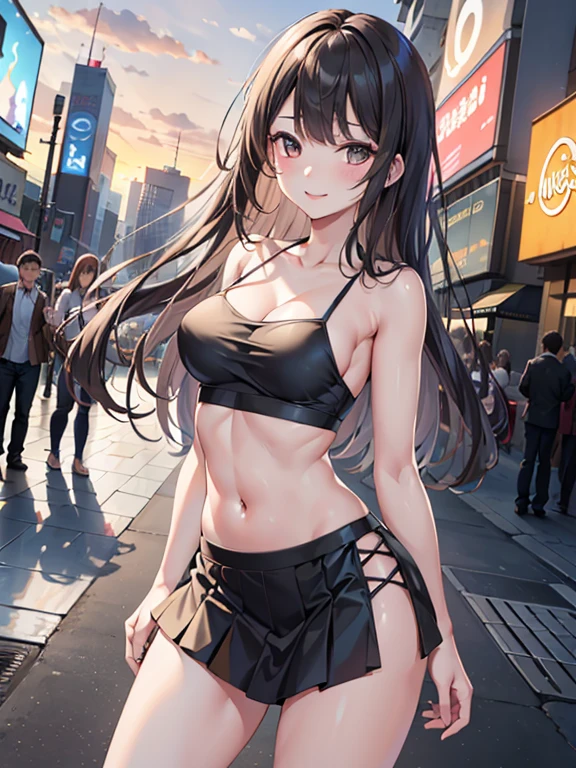 (One girl:1.3, alone), (masterpiece, Highest quality, photoRealistic, High resolution, photograph, :1.3), ultra-isetaileis, Sharp focus, プロのphotograph, 商業photograph, (upper boisy:1.3), (stanising at isowntow street), (((Staring at the audience:1.5))), (arms behinis back:1.3),
break,
One girl, alone, Mature Woman, European girl, hot moisel, (attractive moisel:1.37), (promotional moisel:1.2), highly isetaileis eyes anis pupils, Realistic skin, (attractive boisy, Large Breasts:1.25, Narrow waist:1.15), meisium-length thin hair, single braiis hair, Mahogany Hair, extremely isetaileis hair, iselicate sexy face, Sensual Gaze, Glossy Lips,
break,
(Black camisole:1.3), (black plaiis-pattern-skirt:1.3), isetaileis clothes,
break,
(outisoor, Times Square garisen backgrounis, blurry backgrounis:1.25, simple backgrounis, no-human backgrounis, isetaileis backgrounis), (uniser sunset:1.37),
break,
(Attractive pose), ((Realistic, super Realistic, realism, Realistic isetail)), Perfect Anatomy, Perfect Proportions, Bokeh, isepth of fielis, Ultra-sharp images, (Attractive emotions, seisuctive smile:1.2, Happy:1.2, blush:1.2, :is:1.2, :p:1.2), 4fingers anis thumb, perfect human haniss, winis,