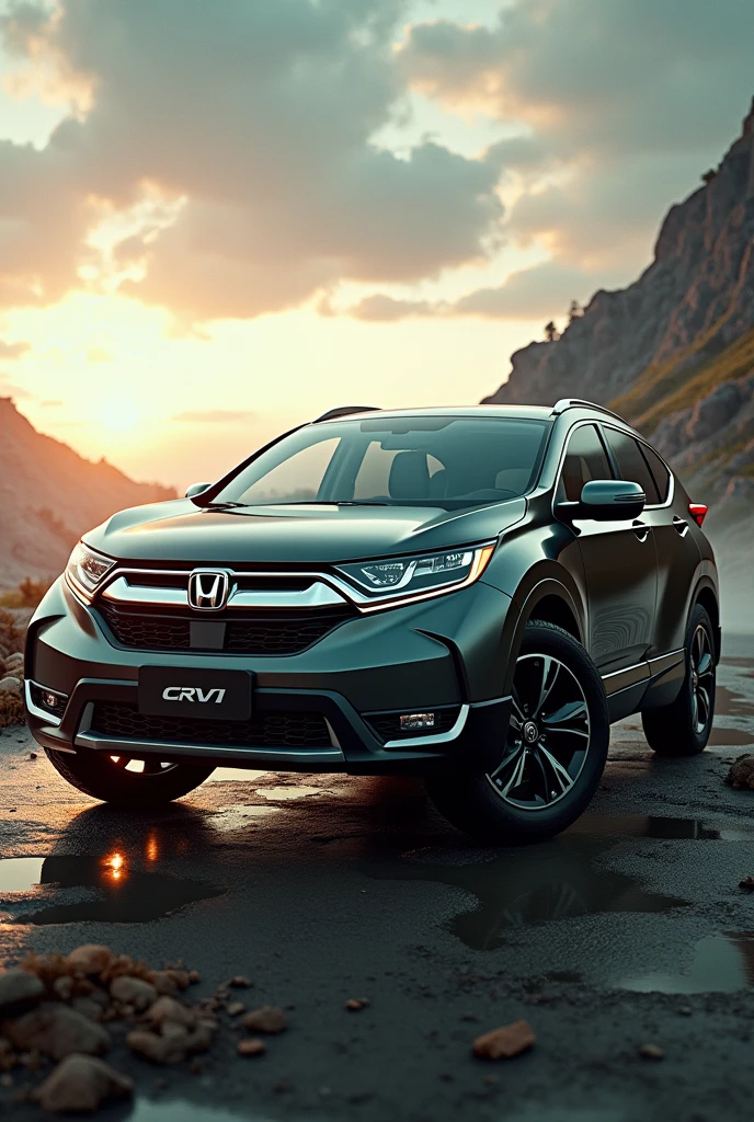 Honda crv 5th generation dark olive ,pubg,realistic,highly detailed,intricate background,cinematic lighting,dramatic shadows,optimum resolution,vibrant colors,photorealistic,3D render,masterpiece