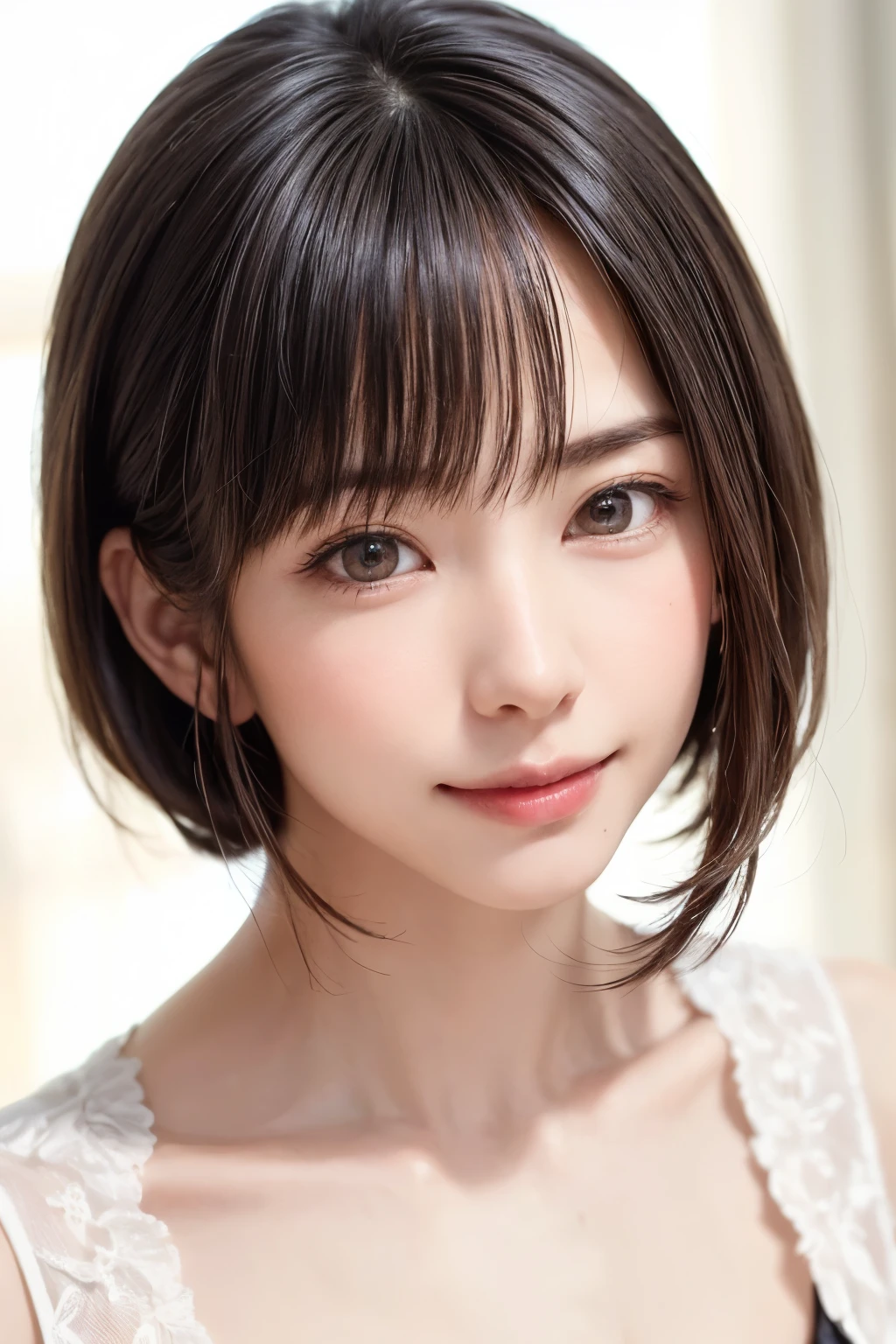 (software:1.8、masterpiece, Highest quality),1 person, alone, hyper Realistic, Realistic,Realistic, Looking at the audience, Light brown eyes:1.4,Brunette Short Bob Hair with highly detailed shiny hair, Brightly colored winter clothes, Lepangas:1.4), Outdoor, Mouth closed, Upper Body、big chest eye、eyelash、{Hugeな|big chest|Hugeなな|Mega} whole :2, chestの谷間:2、(((big chest eye、Short Bob Hair、Highlights from Students、Looking at the audience、She is very beautiful and cute、Show me your ears、Long neck、smile、Close your mouth and smile、Bangs and beautiful teeth)))、Ideal body type、（Nothing is drawn、A very beautiful pure white background:1.6）、美しいLong neck:1.4、(({Huge|big|Hugeな|Mega} chest, chestの谷間:2、Upper Bodyは服を着ていない:1.6))、(((Portraiture:2)))、Perfect Anatomy