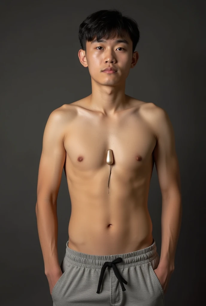 Asian boy with penis exposed