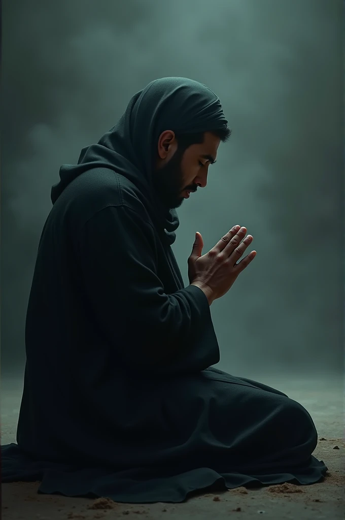 A Muslim person is very sad and suffering but he is waiting for Allah's help