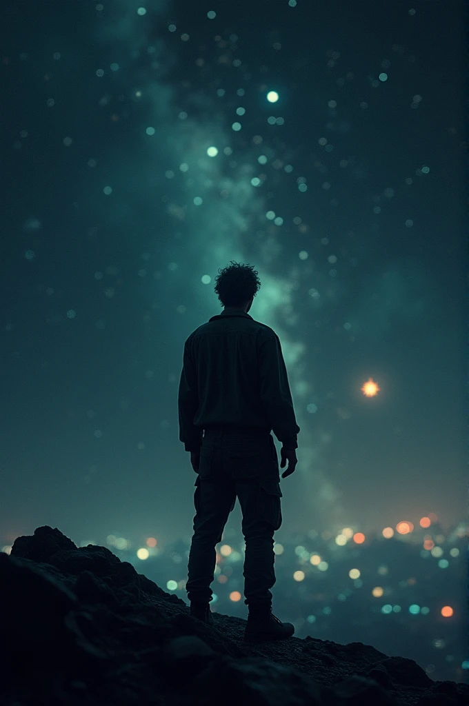 Man staring in the boundless space