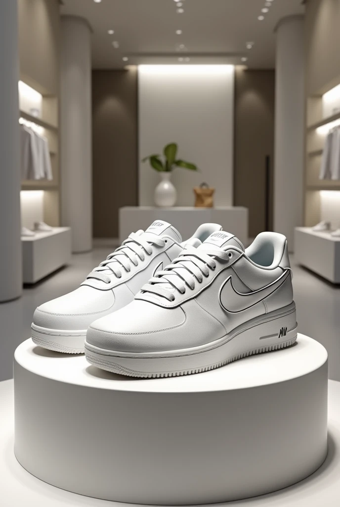 Make a beautiful white shoes for men of nike on up the box 
in the showroom 