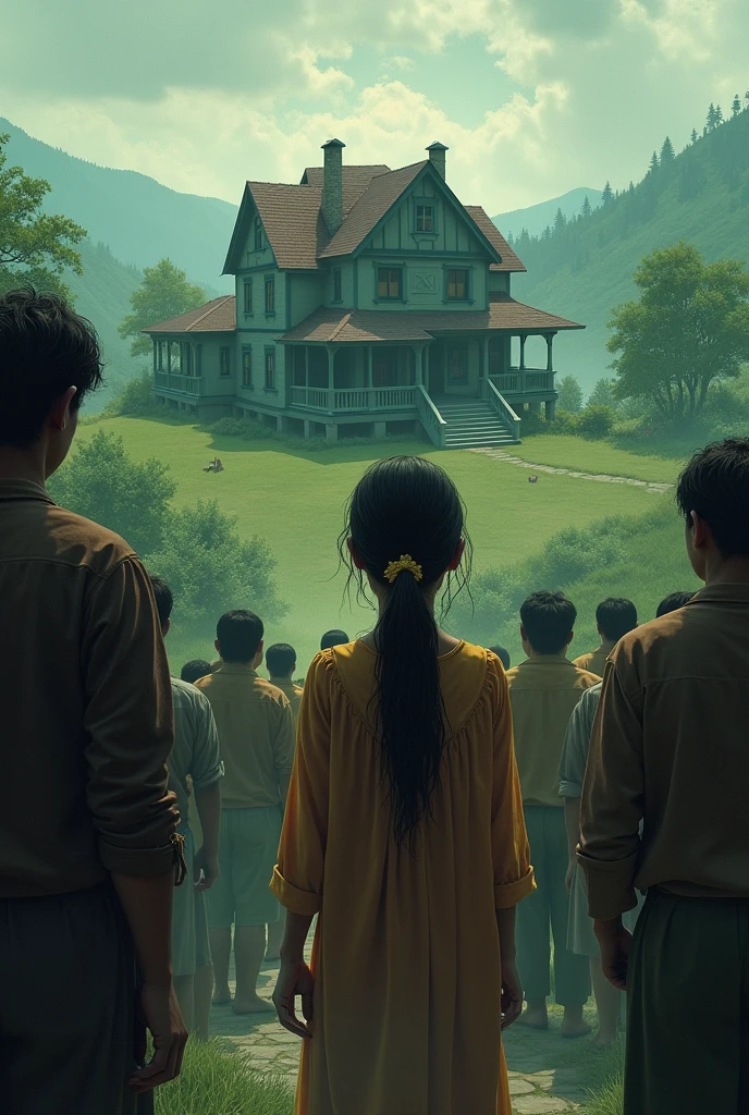 Illustrate Snehha’s return to the village, with villagers discussing the house’s haunted past and Snehha’s final reflection on her terrifying experience.