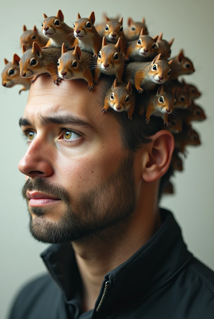 A man with a brain made of squirrels