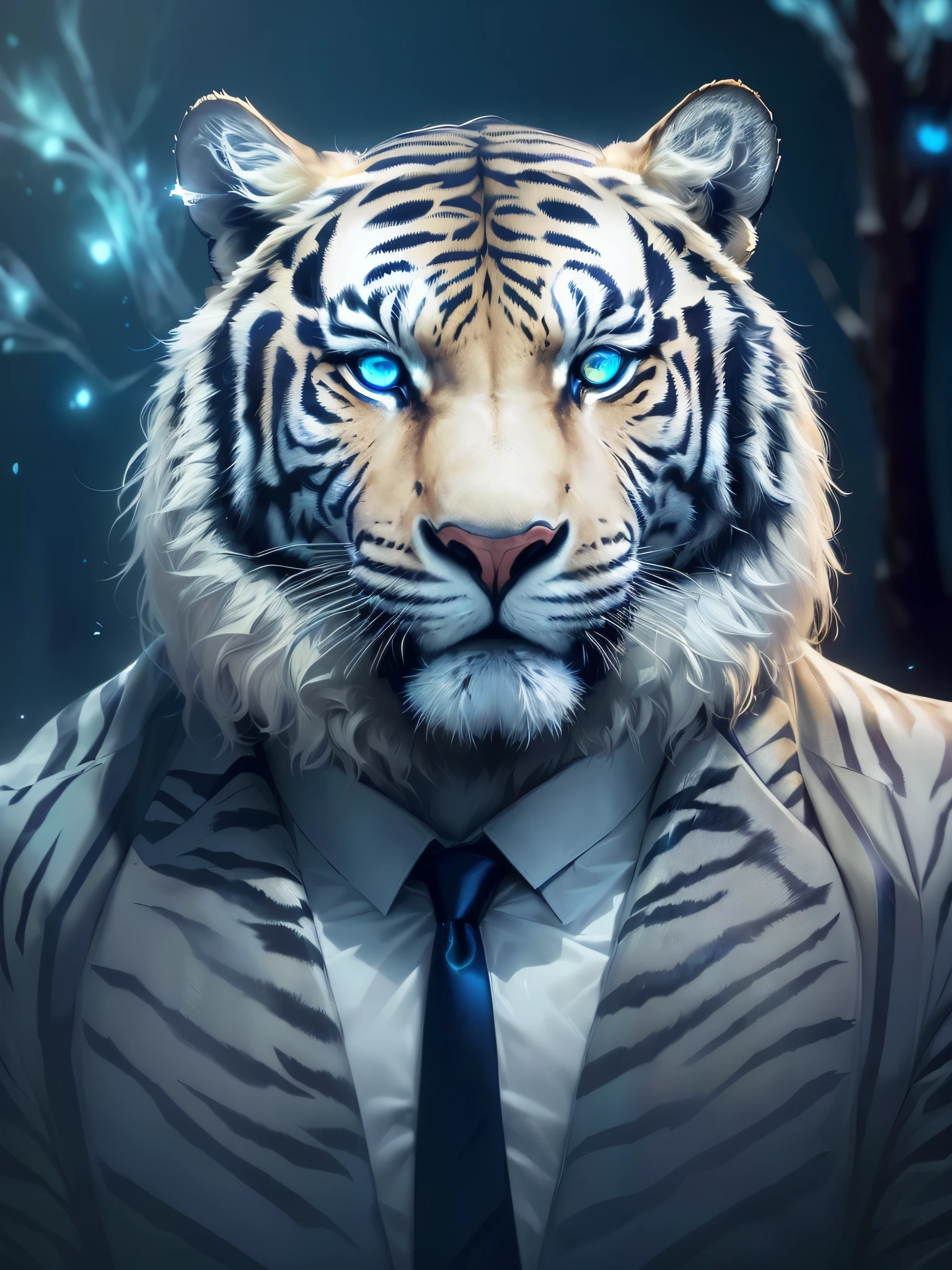 A tiger in a suit, (glowing blue eyes), digital art animal photo, 4k highly detailed digital art, stunning digital illustration, 4k detailed digital art, 2 d full body lion, wallpaper 4 k, wallpaper 4k, phone wallpaper hd, amazing wallpaper, 8k hd wallpaper digital art, digital artwork 4 k