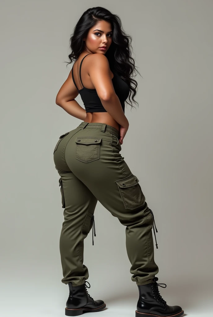 Woman with big butt and tight cargo pants