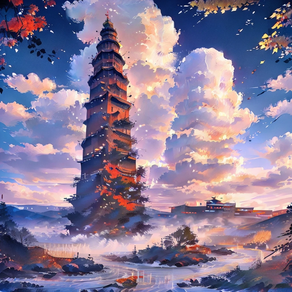 Chinese style, , ink painting the tree surrounded by ancient Chinese calligraphy forming an abstract pattern of mountains, rivers, autumn. foggy. High resolution, high quality, exquisite details, no text or letters. , in the style of high definition ink painting. --ar 3:4 --niji 6