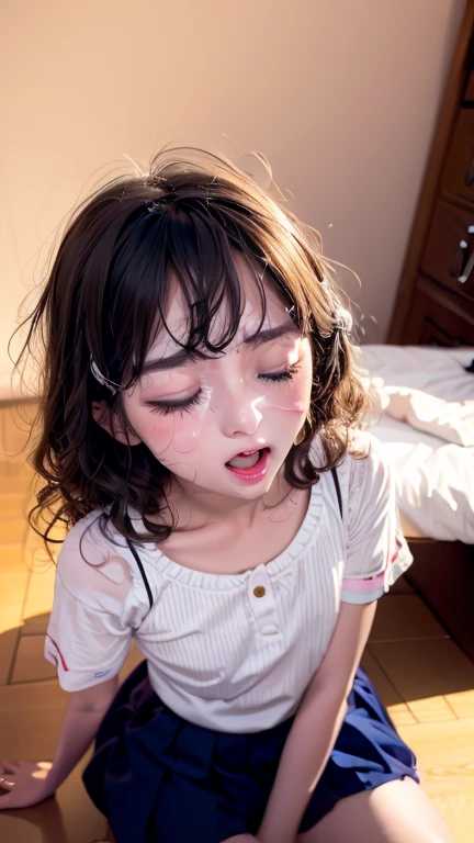 Close ~ eyes、Open your mouth、Model clothing、Perfect Makeup、Elementary school girl、Curly Hair、Photographing the chest、Sex Appeal