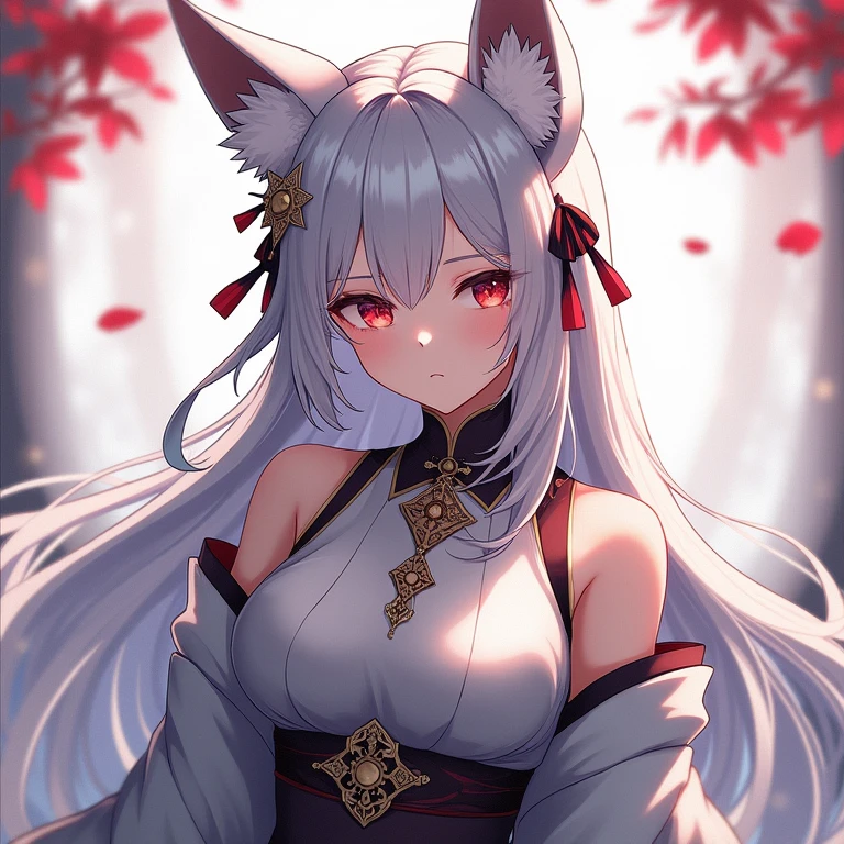 1 female breast(g), (masterpiece, best quality:1.2),独奏,1girl,yae_miko(genshin_impact),animal_ears,averting_eyes,,earrings,floppy_ears,fox_ears,hair_between_eyes,hair_ornament,jewelry,long_hair,
Bachong, sidelocks, sleeveless_shirt,nontraditional_miko, white_sleeves, Wide_sleeves, earrings,   japanese_clothes,   just_shoulders, detached_sleeves, yae miko, genshin impact, 