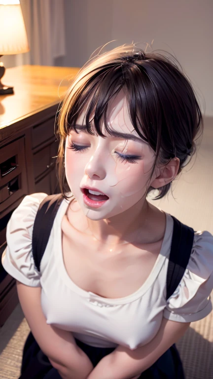 Close ~ eyes、Open your mouth、Model clothing、Perfect Makeup、Elementary school girl、Short Bob、Photographing the chest、Sex Appeal