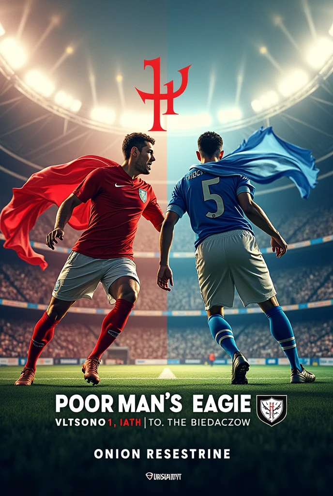 Create a graphic for a pre-match post of a B-class team "the poor man's eagle" vs "victoria giedlarowa" on September 1st at the stadium in Biedaczów