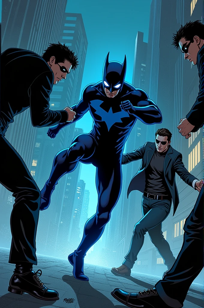 Nightwing kicked by two thieves
