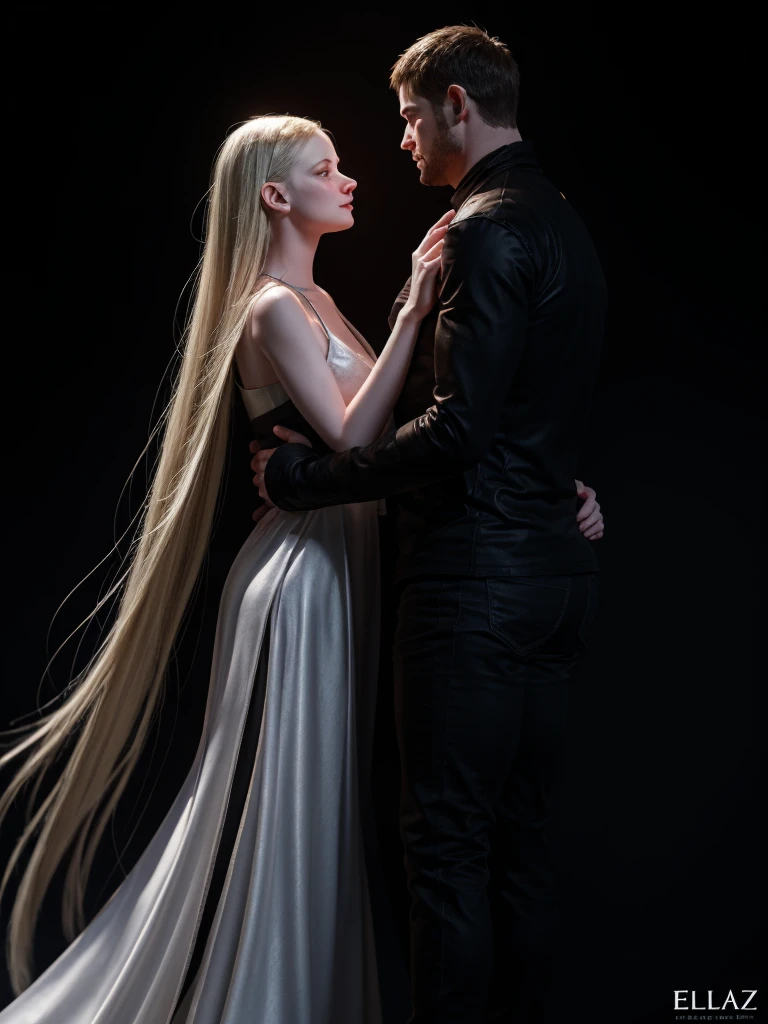 1boy, 1B girl,nakeness, Soft light, Best Qualit,, in a panoramic view, masutepiece,concept art by Eugeniusz Zak, cg society contest winner, Fantasy Art, Romance Novel Cover ,black background, simple background